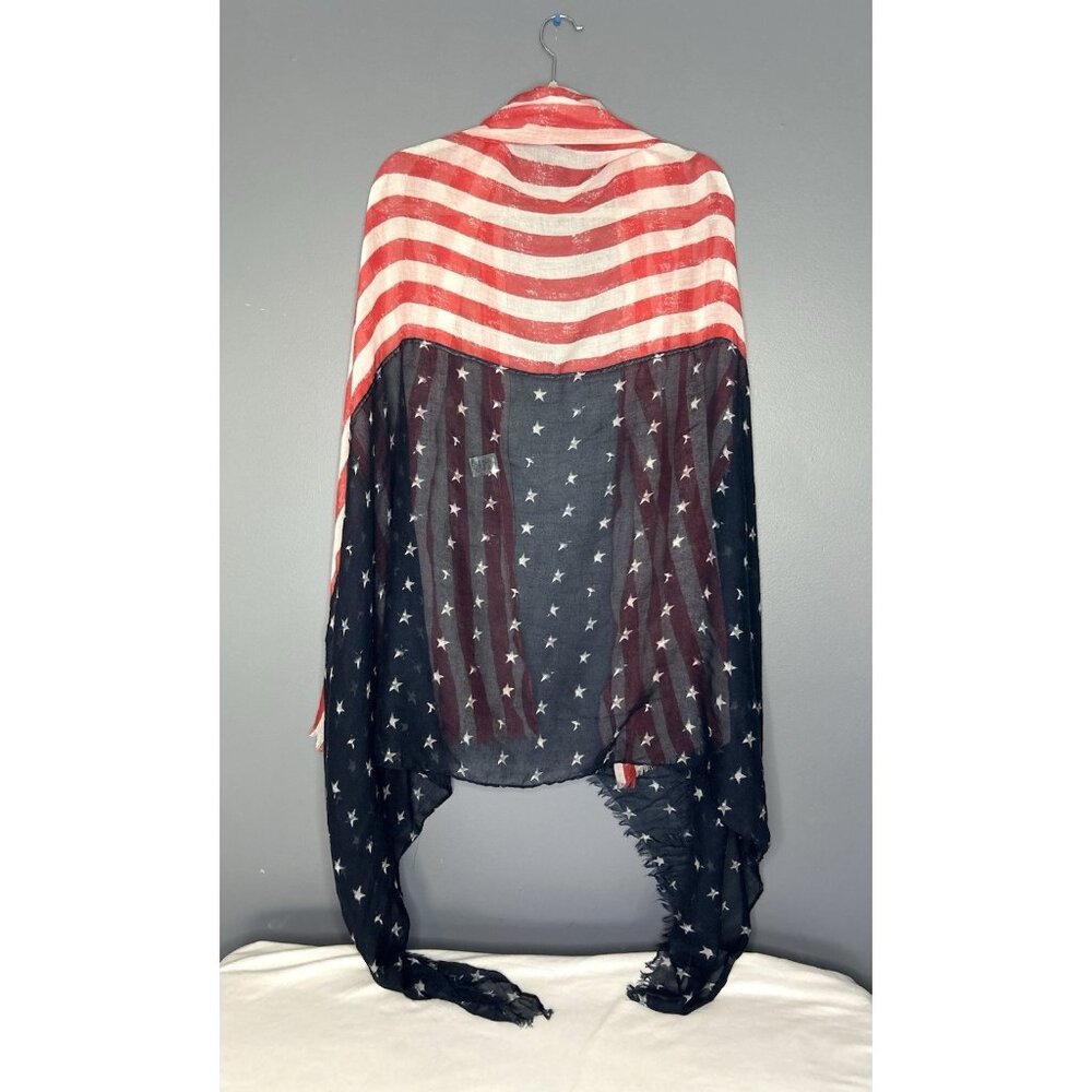 American Flag Shawl Scarf Stars And Stripes Lightweight Sheer‎ Large Beachy Boho